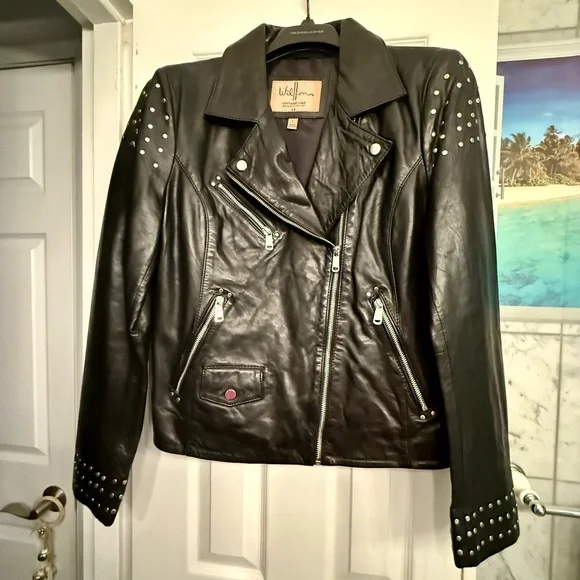 Wilsons Leather Black Studded Jacket NWT - Picture 5 of 12